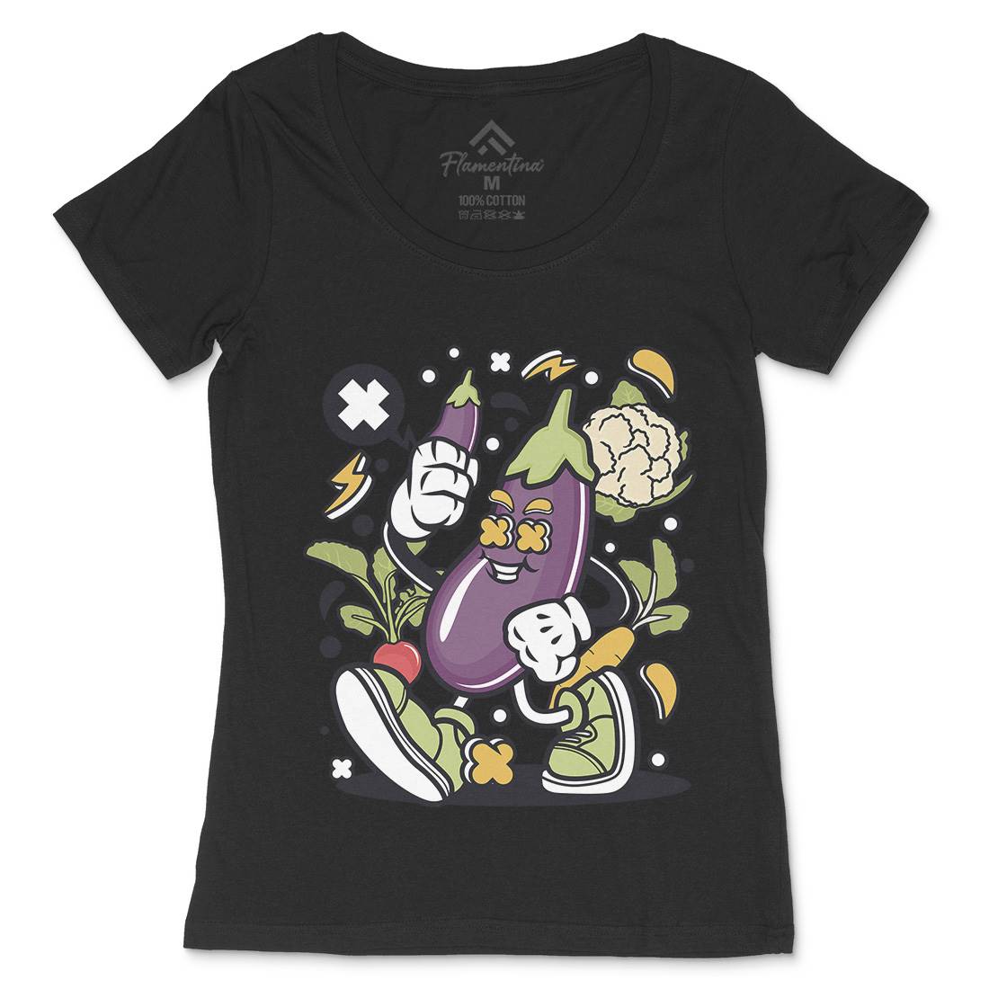 Eggplant Womens Scoop Neck T-Shirt Food C542