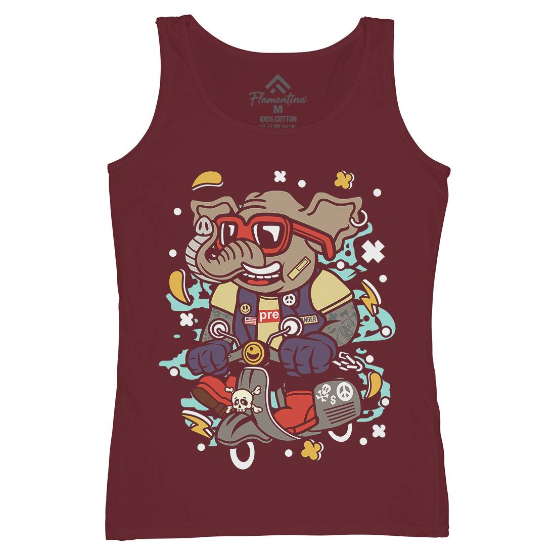 Elephant Scooter Womens Organic Tank Top Vest Motorcycles C544
