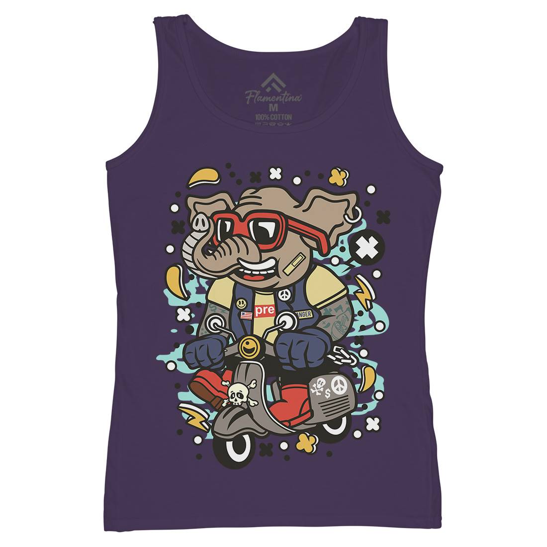 Elephant Scooter Womens Organic Tank Top Vest Motorcycles C544