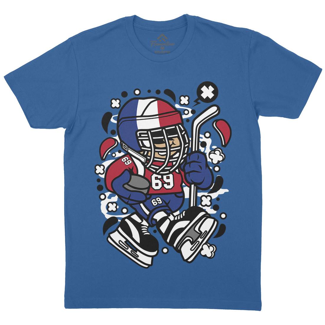 France Hockey Kid Mens Organic Crew Neck T-Shirt Sport C548