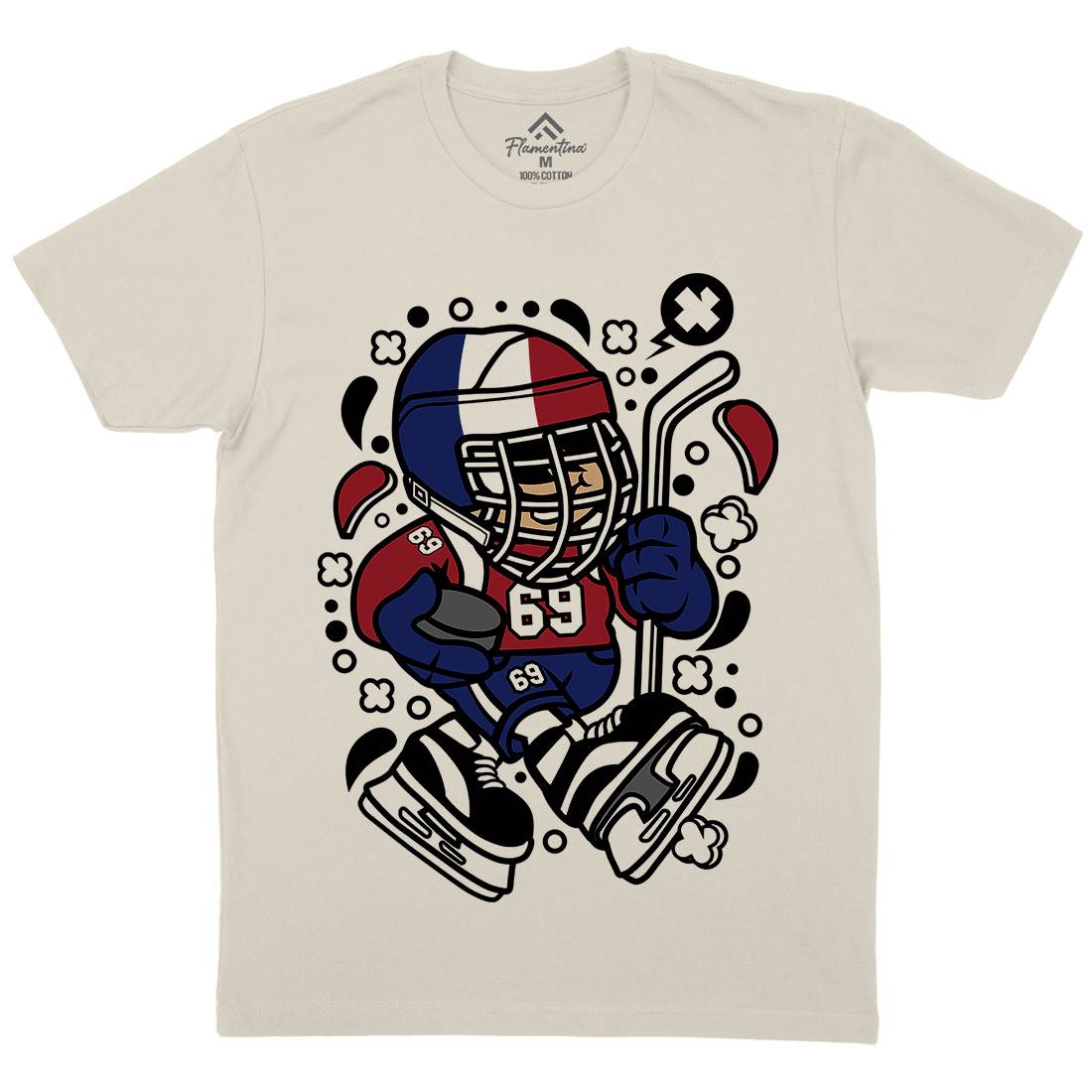 France Hockey Kid Mens Organic Crew Neck T-Shirt Sport C548