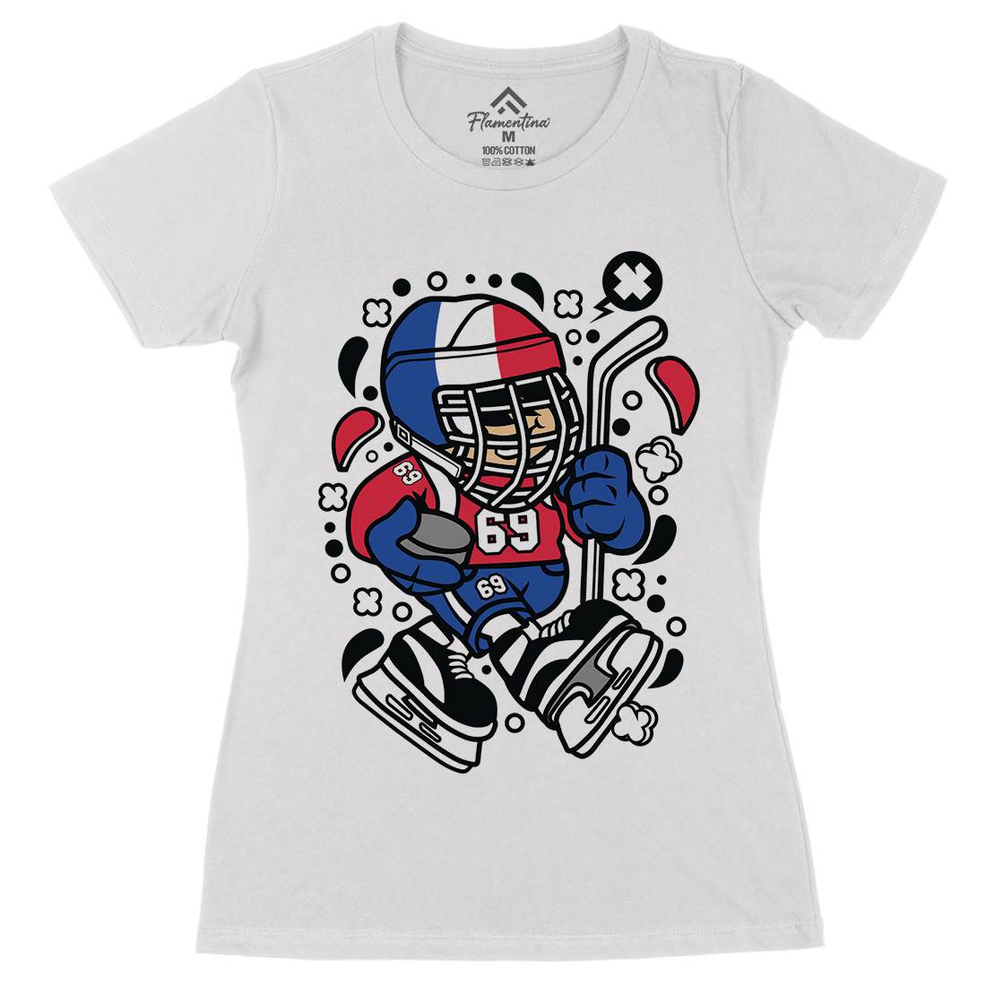 France Hockey Kid Womens Organic Crew Neck T-Shirt Sport C548