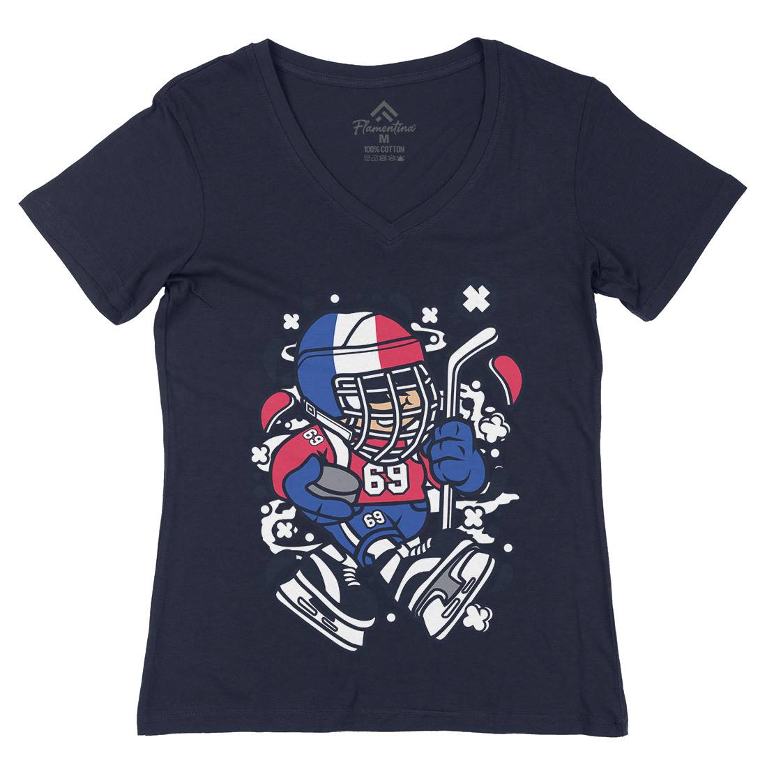 France Hockey Kid Womens Organic V-Neck T-Shirt Sport C548