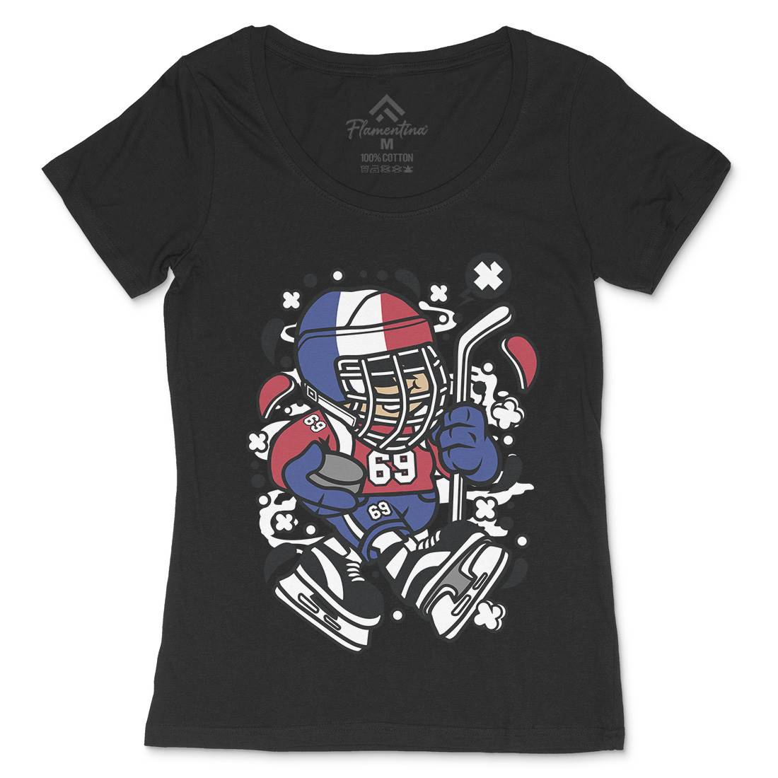 France Hockey Kid Womens Scoop Neck T-Shirt Sport C548
