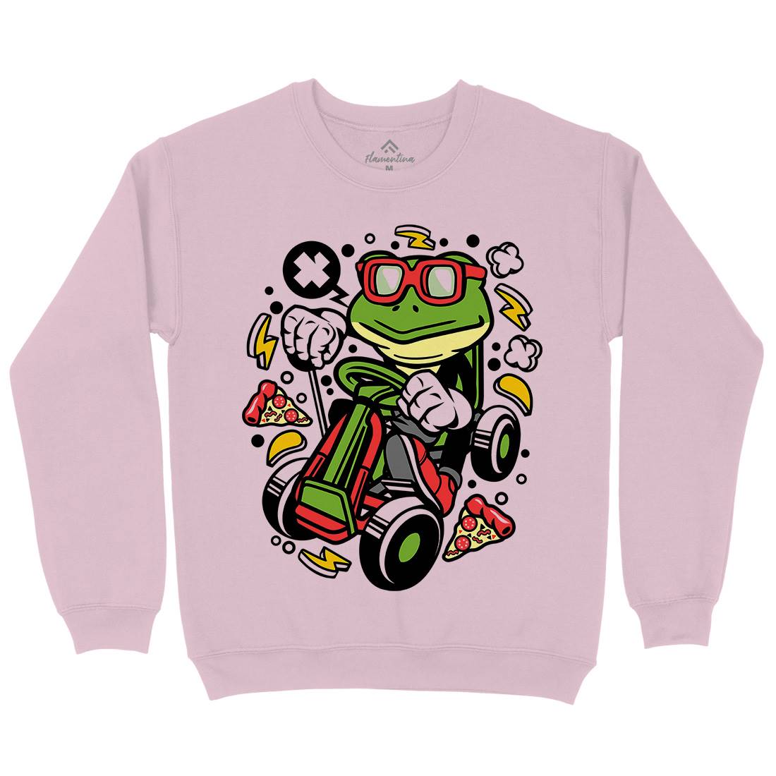 Frog Go-Kart Racer Kids Crew Neck Sweatshirt Sport C549