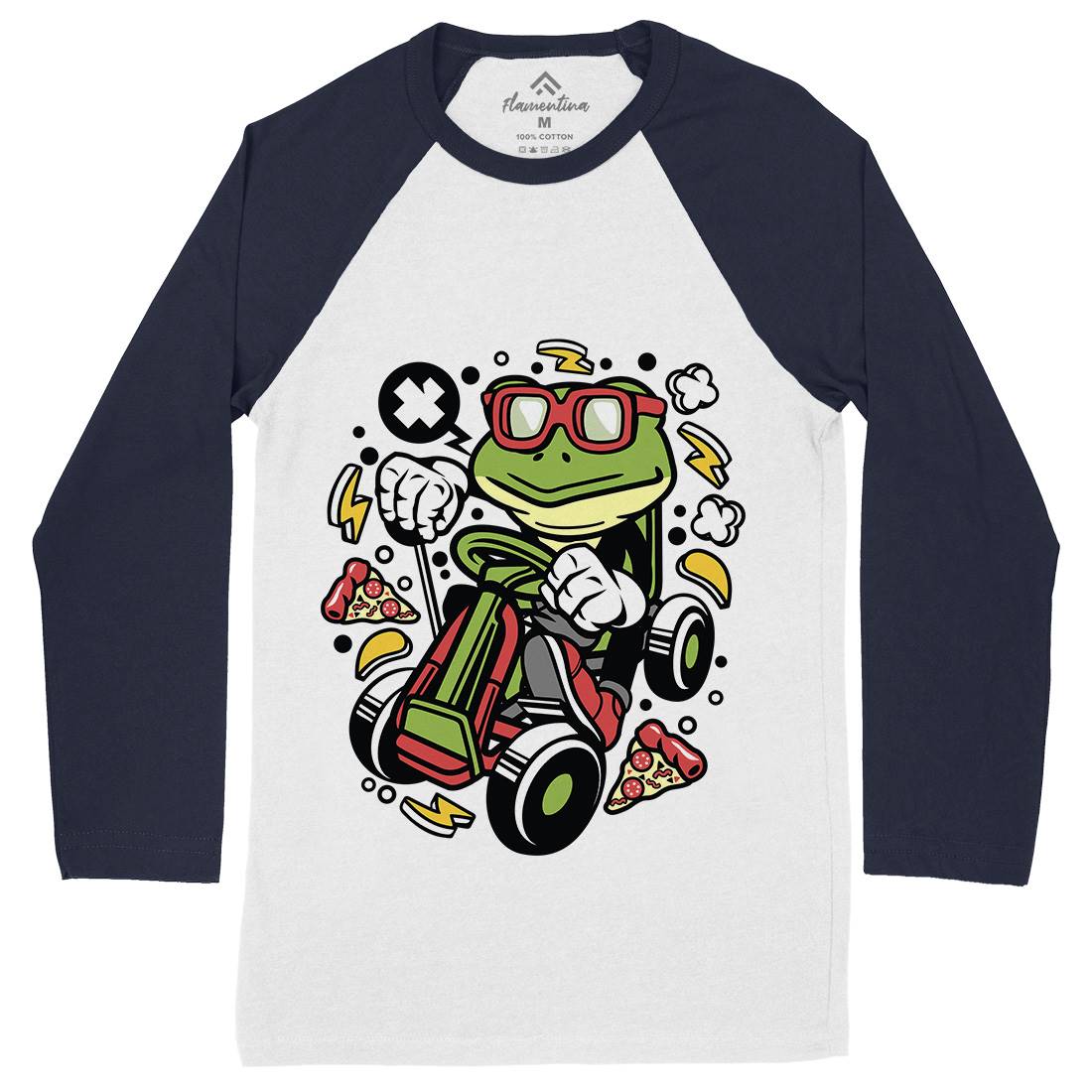 Frog Go-Kart Racer Mens Long Sleeve Baseball T-Shirt Sport C549
