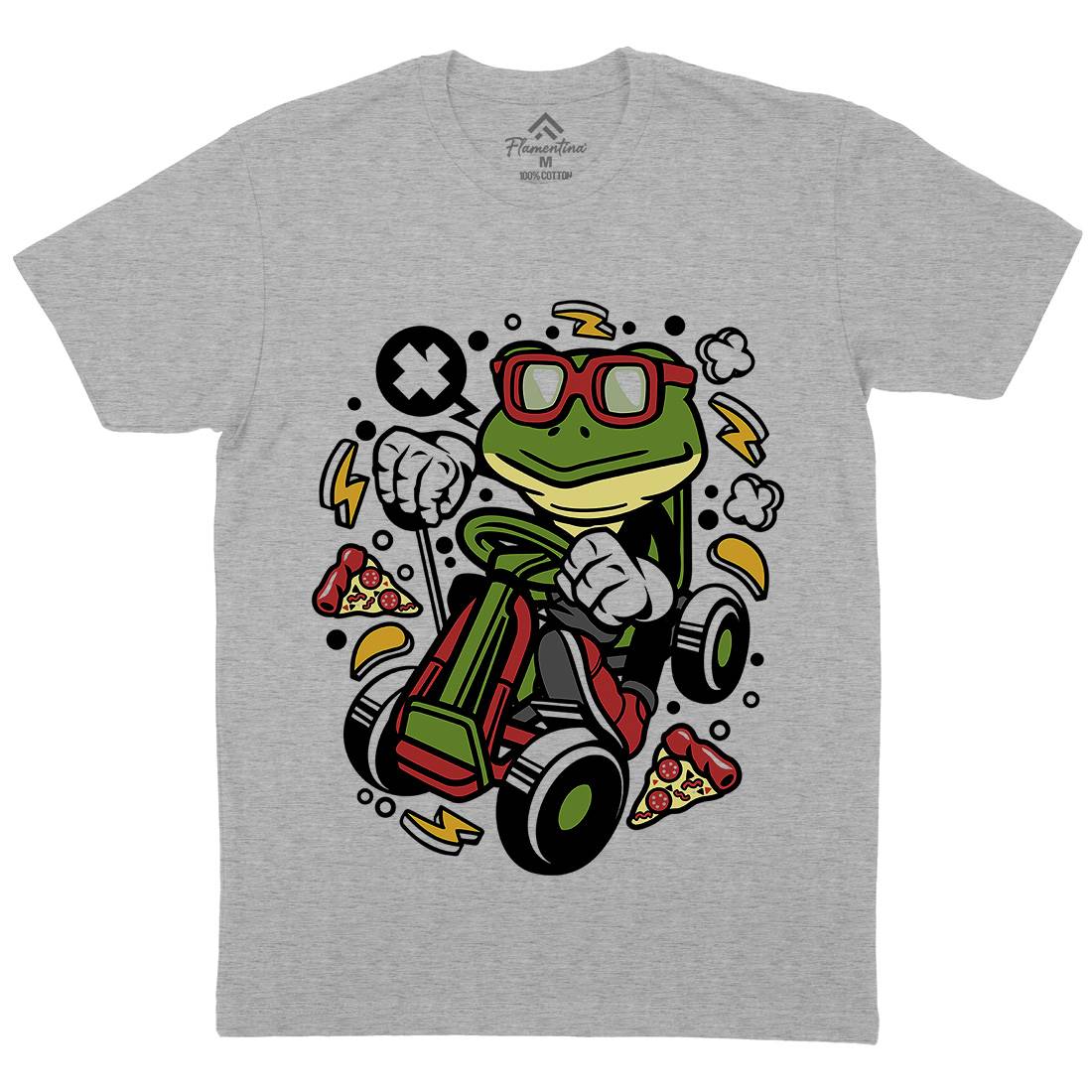Frog Go-Kart Racer Mens Organic Crew Neck T-Shirt Sport C549