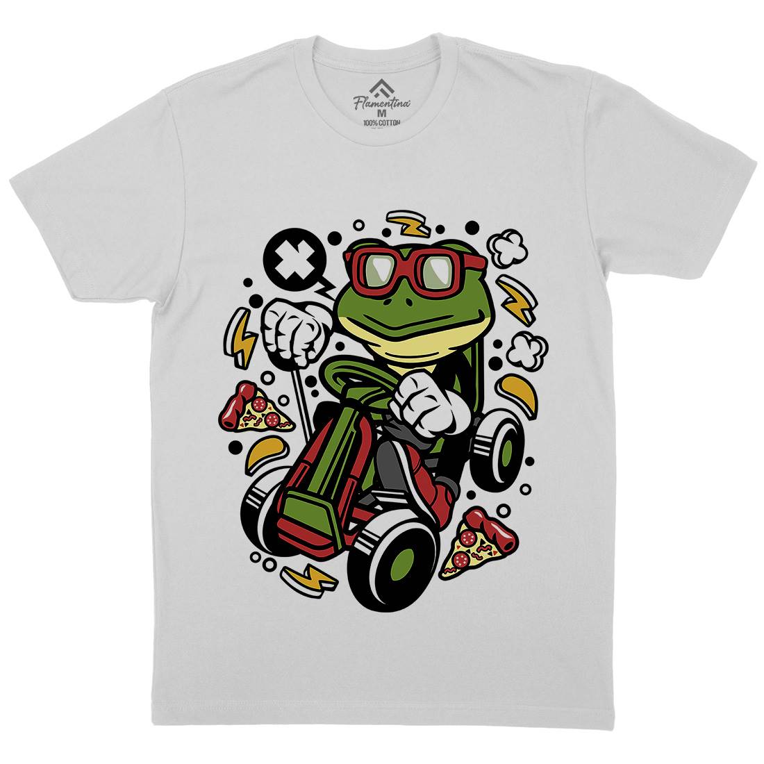 Frog Go-Kart Racer Mens Crew Neck T-Shirt Sport C549