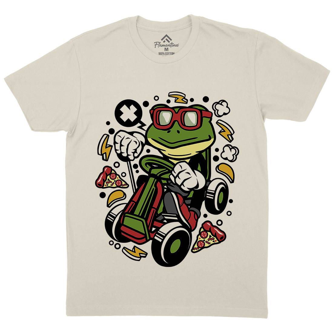 Frog Go-Kart Racer Mens Organic Crew Neck T-Shirt Sport C549