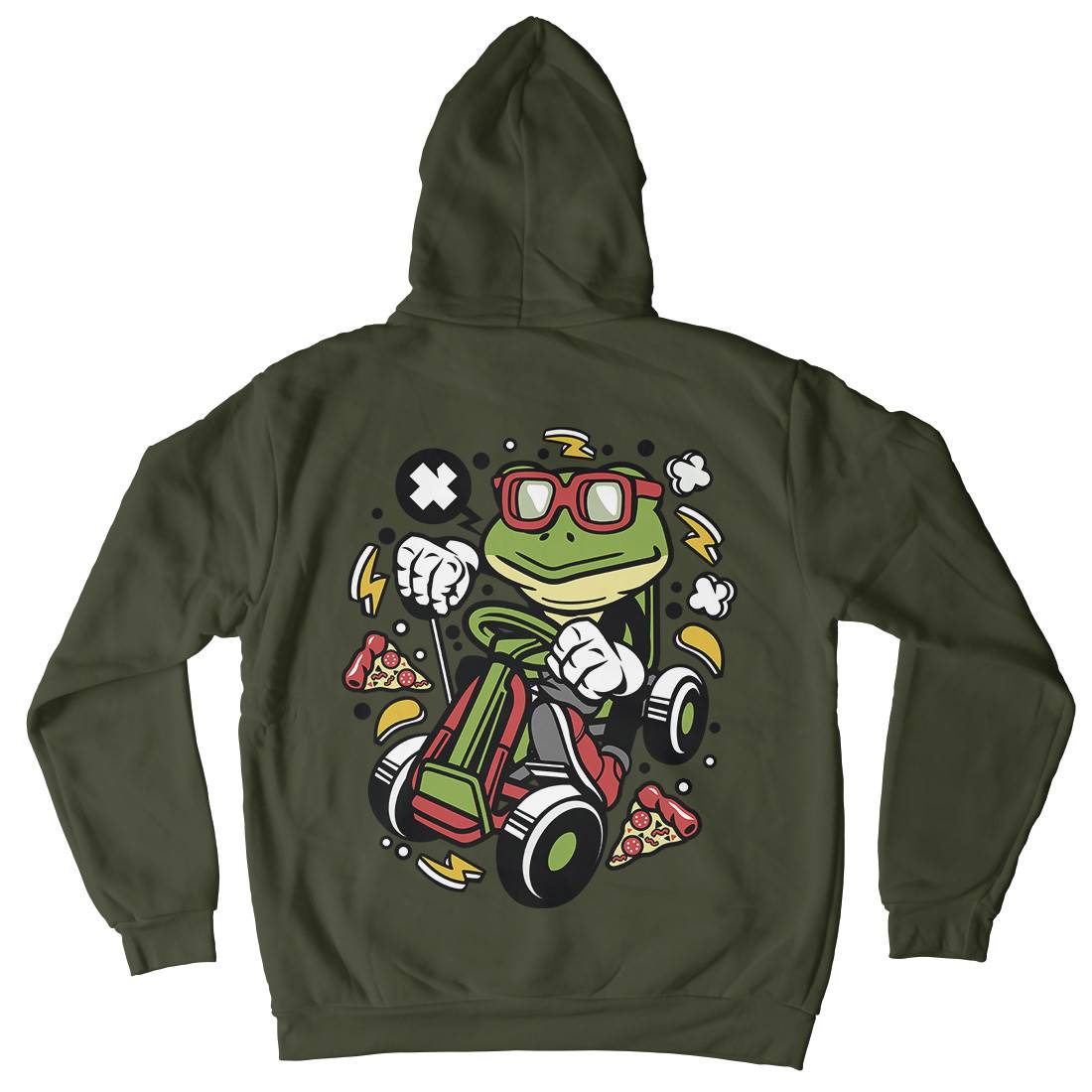 Frog Go-Kart Racer Kids Crew Neck Hoodie Sport C549