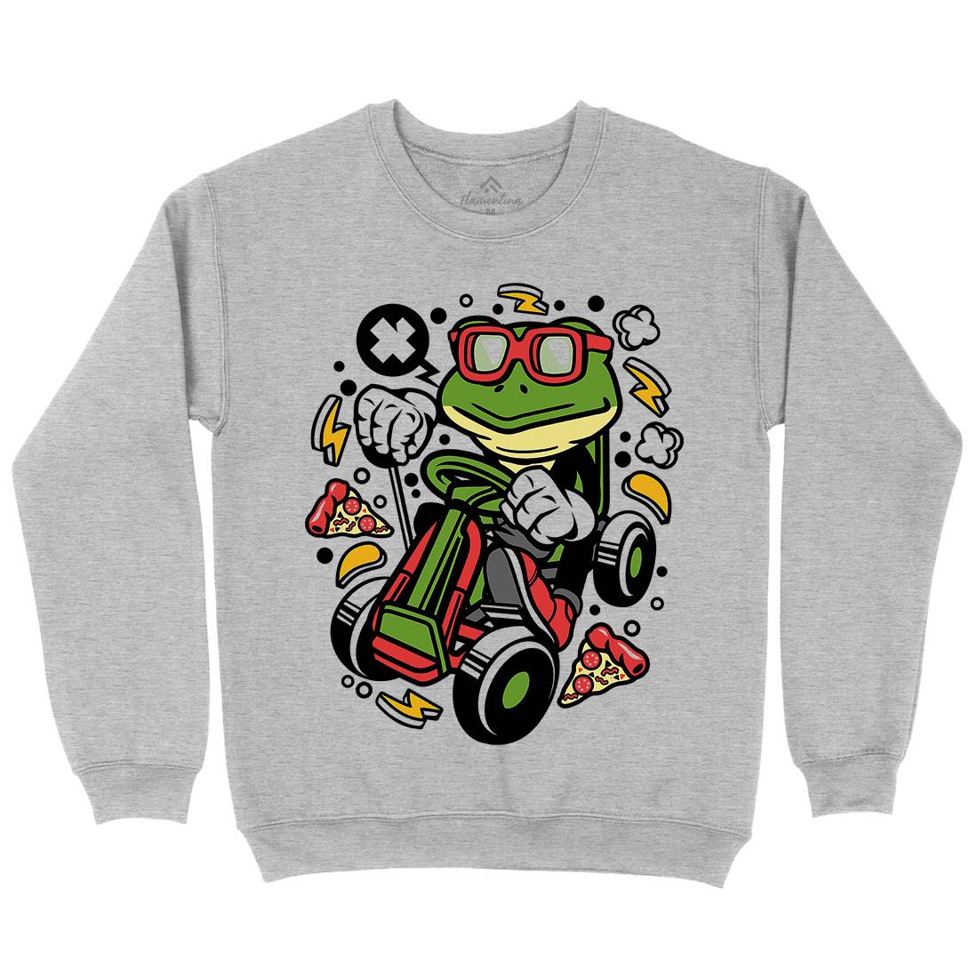 Frog Go-Kart Racer Mens Crew Neck Sweatshirt Sport C549