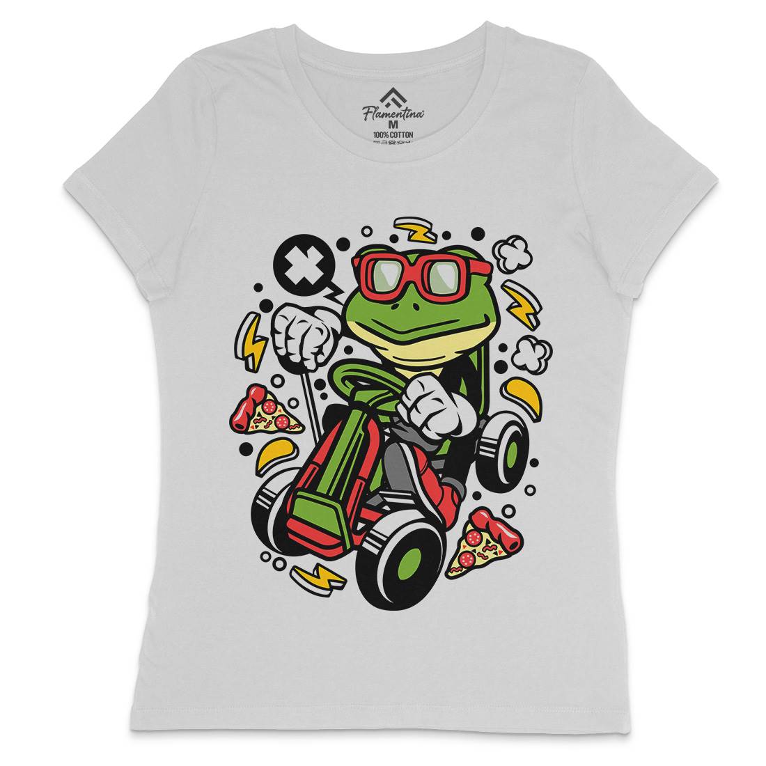 Frog Go-Kart Racer Womens Crew Neck T-Shirt Sport C549
