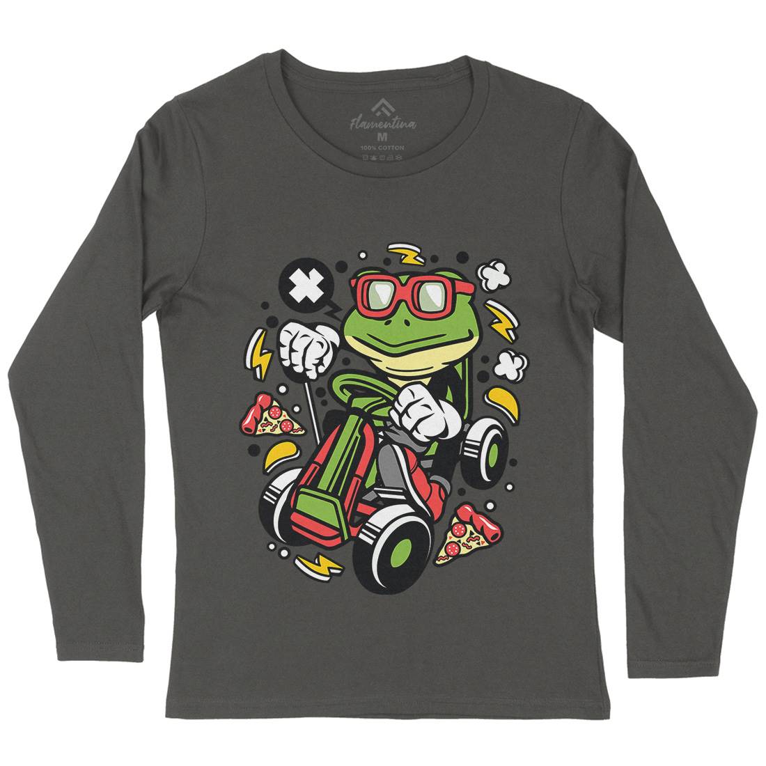 Frog Go-Kart Racer Womens Long Sleeve T-Shirt Sport C549