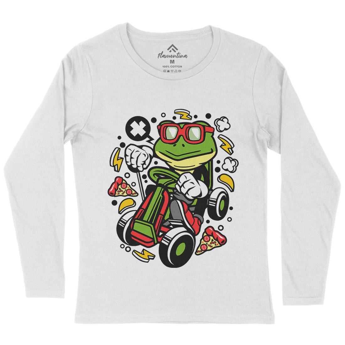 Frog Go-Kart Racer Womens Long Sleeve T-Shirt Sport C549