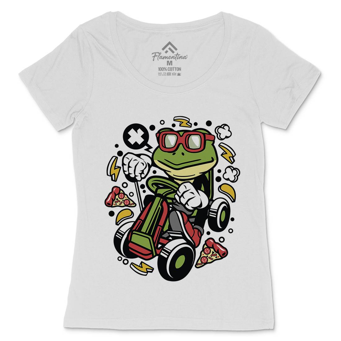 Frog Go-Kart Racer Womens Scoop Neck T-Shirt Sport C549