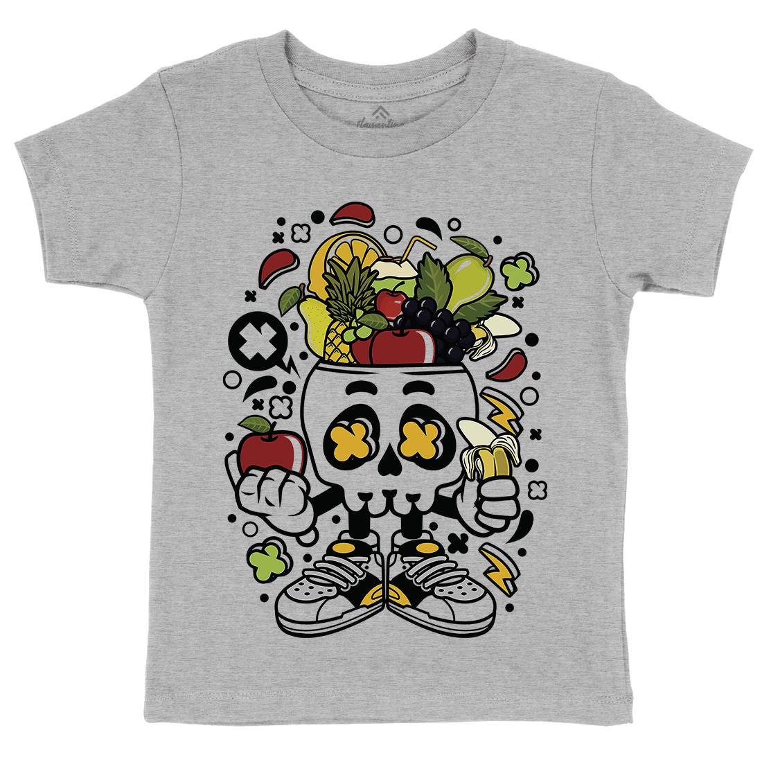 Fruit Skull Head Kids Organic Crew Neck T-Shirt Food C550