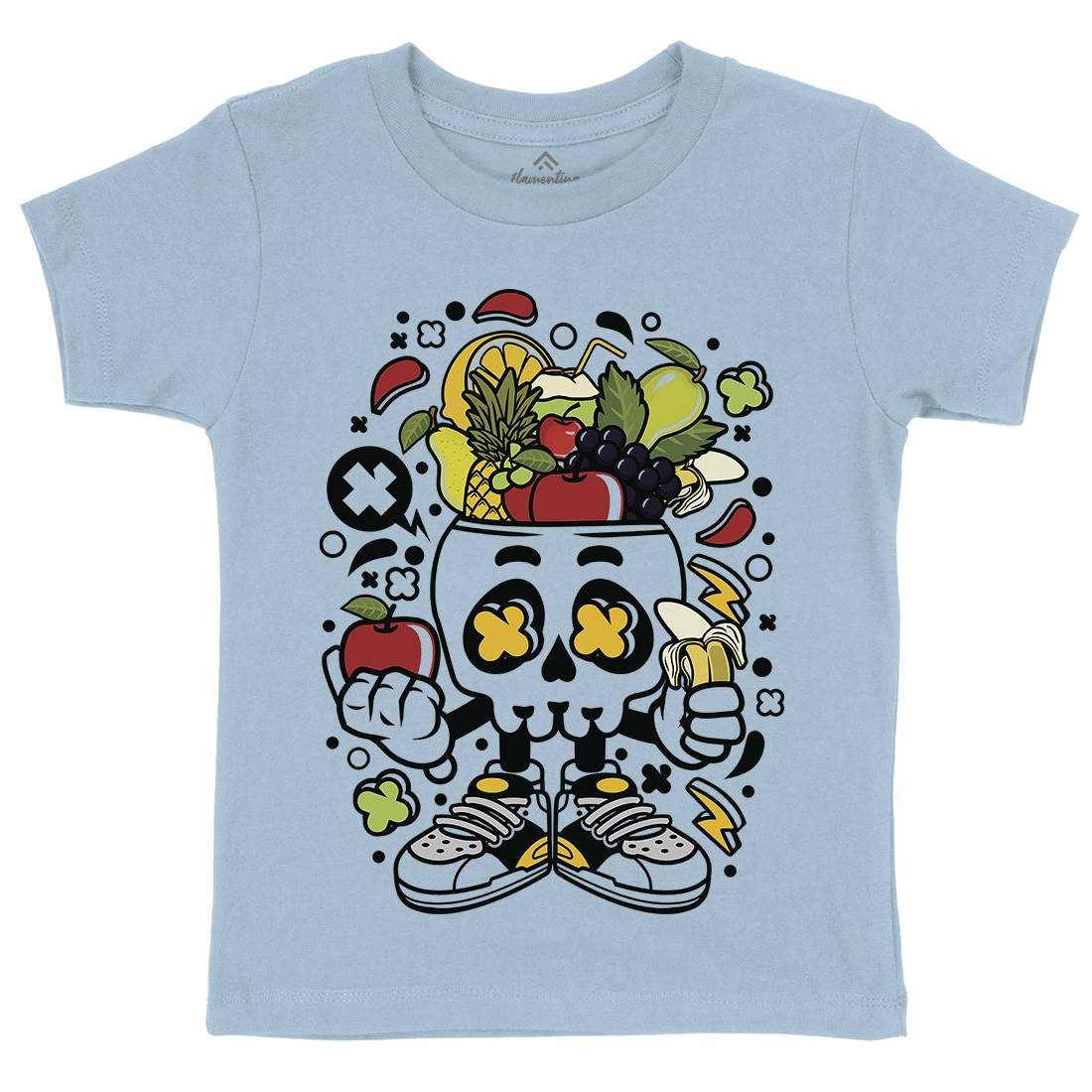 Fruit Skull Head Kids Crew Neck T-Shirt Food C550