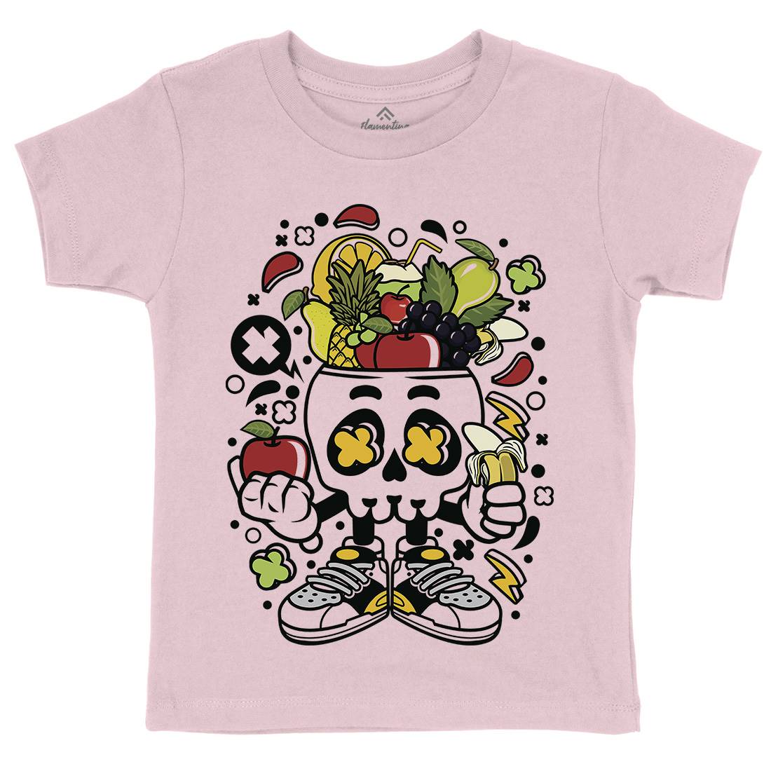Fruit Skull Head Kids Organic Crew Neck T-Shirt Food C550