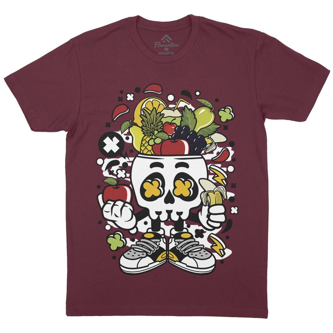 Fruit Skull Head Mens Organic Crew Neck T-Shirt Food C550