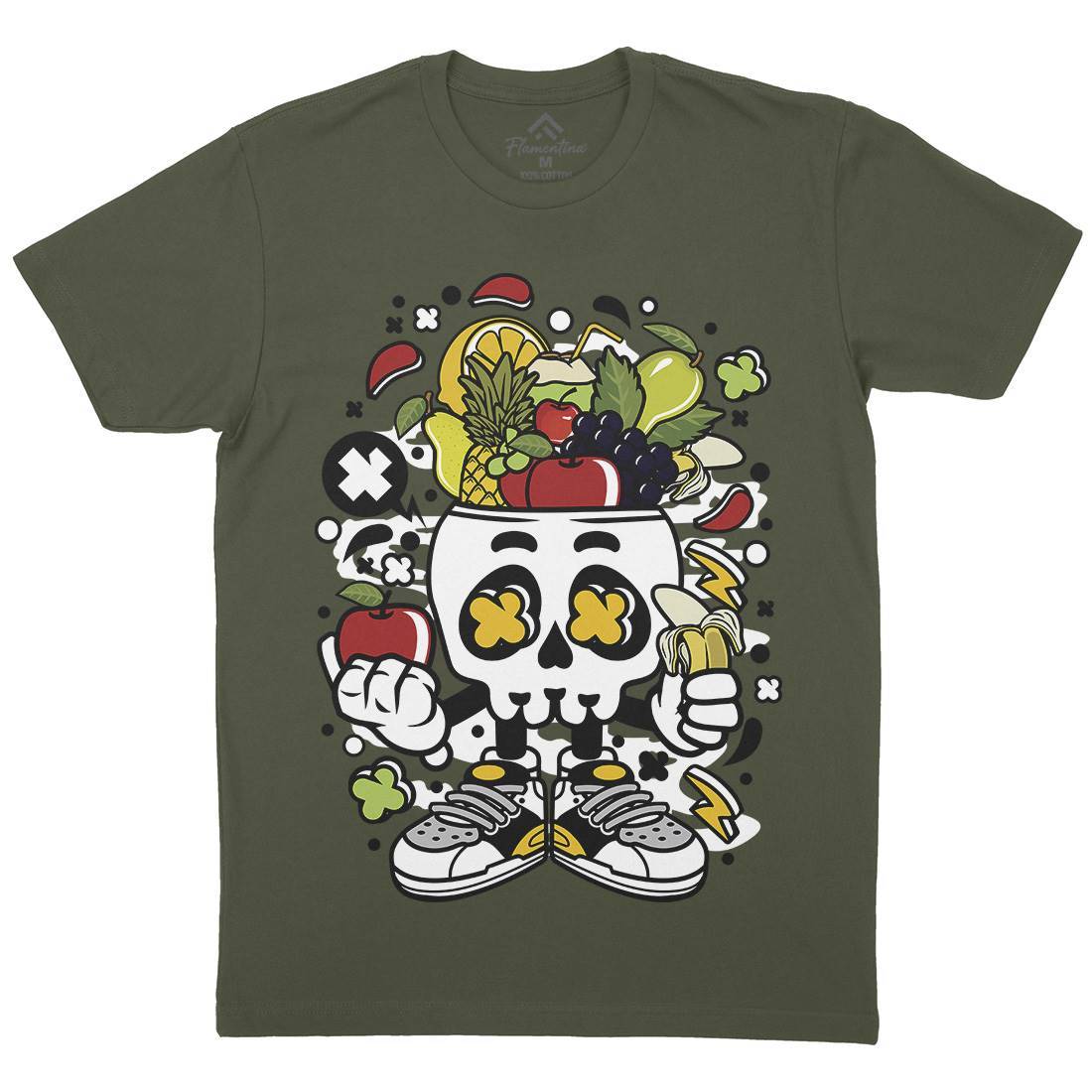 Fruit Skull Head Mens Crew Neck T-Shirt Food C550