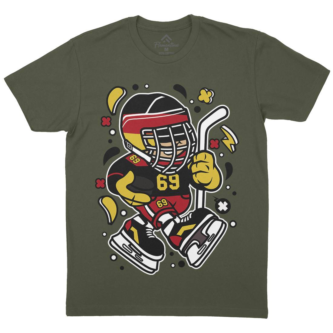 Germany Hockey Kid Mens Organic Crew Neck T-Shirt Sport C551