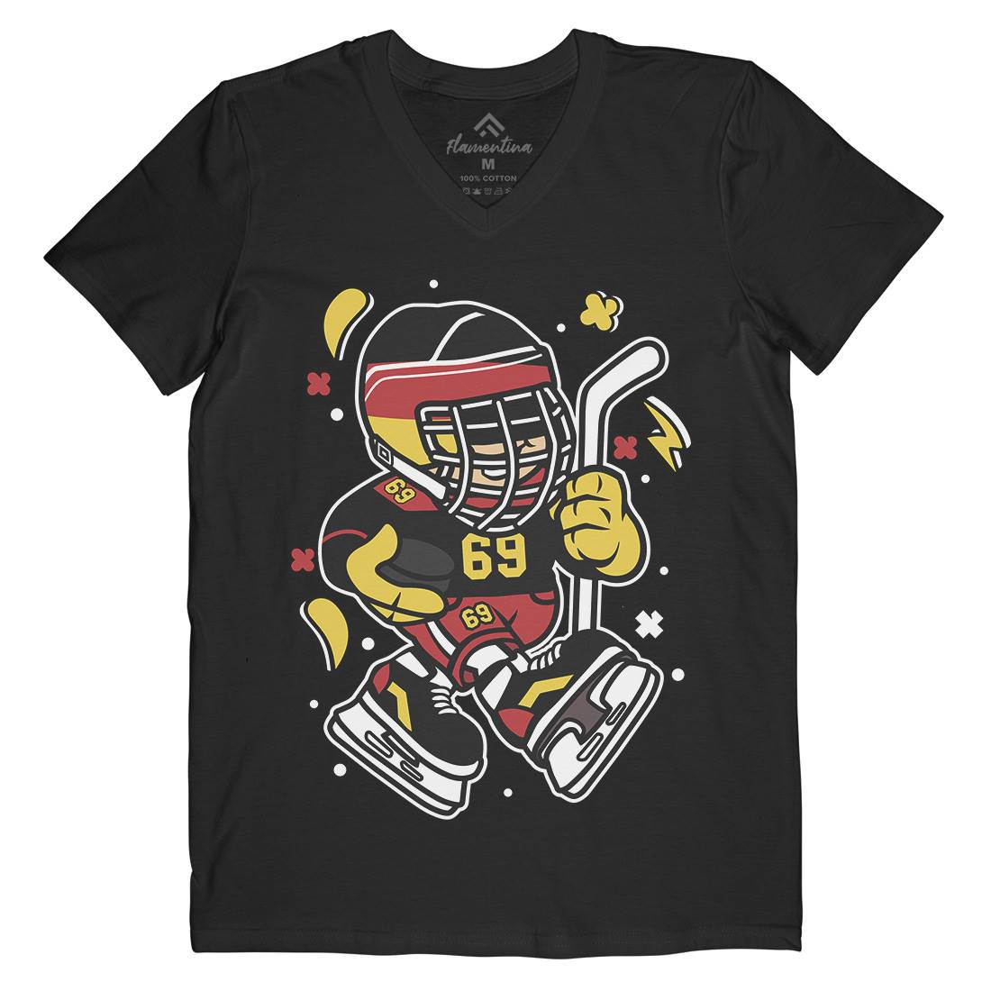 Germany Hockey Kid Mens Organic V-Neck T-Shirt Sport C551