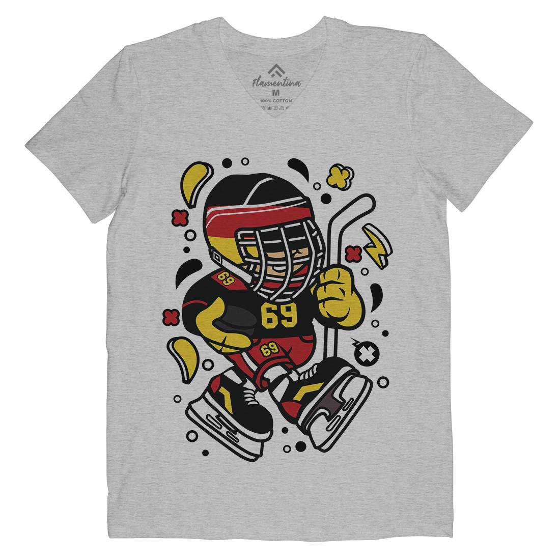 Germany Hockey Kid Mens Organic V-Neck T-Shirt Sport C551