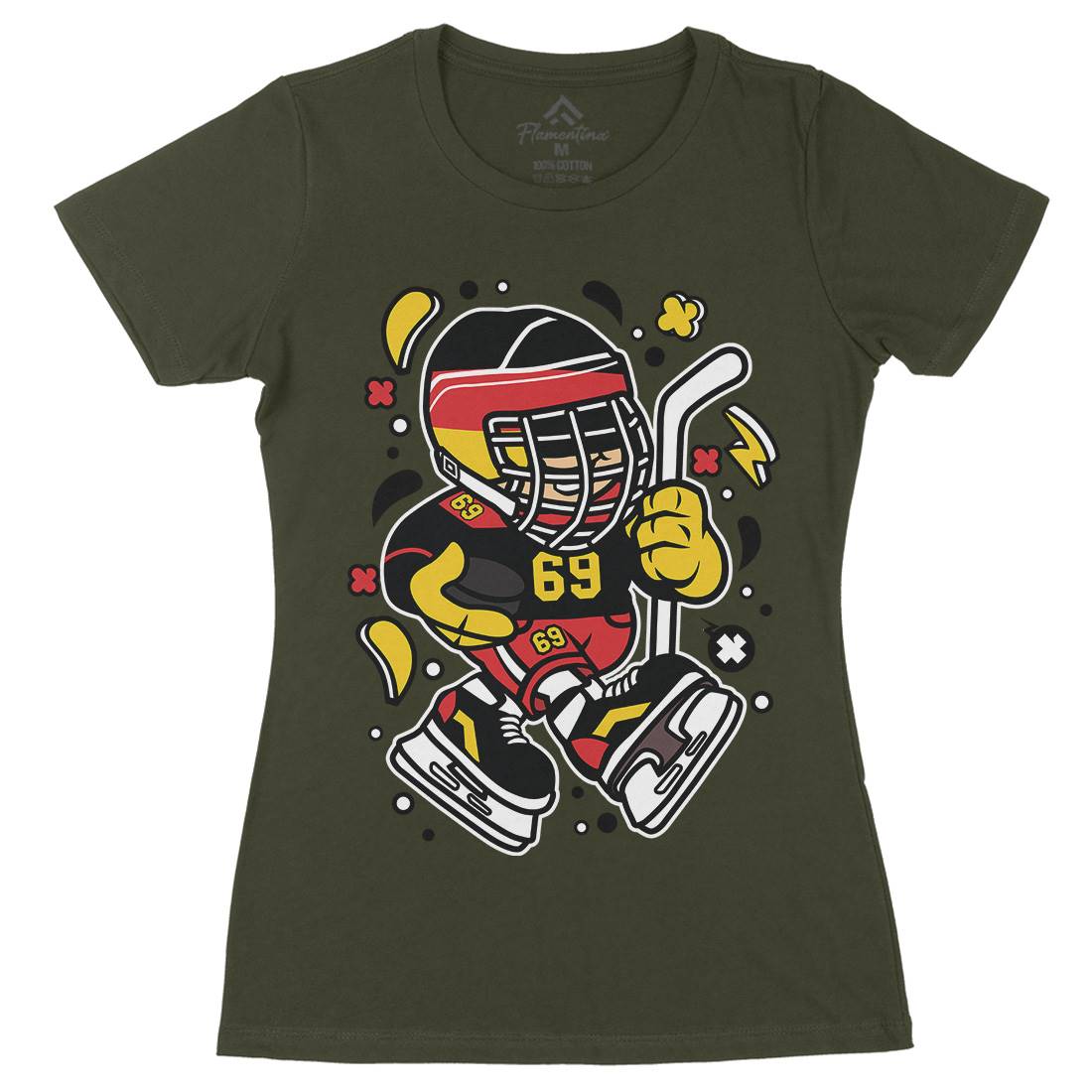 Germany Hockey Kid Womens Organic Crew Neck T-Shirt Sport C551