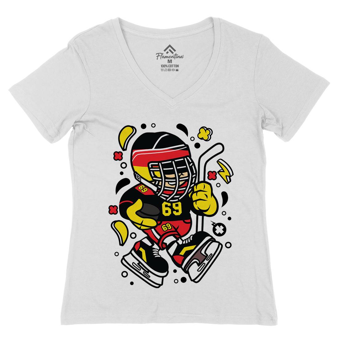 Germany Hockey Kid Womens Organic V-Neck T-Shirt Sport C551