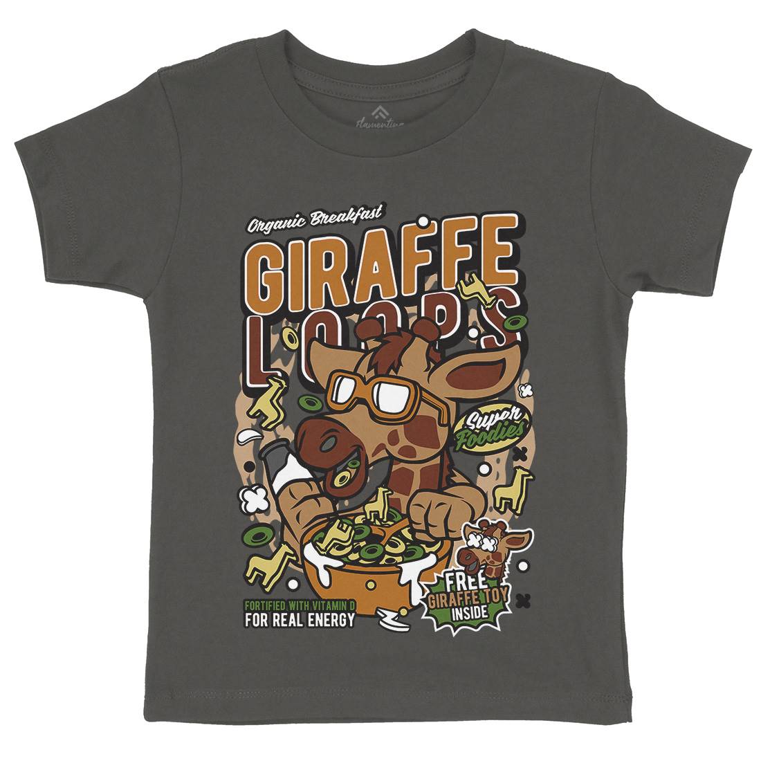 Giraffe Loops Kids Organic Crew Neck T-Shirt Food C553