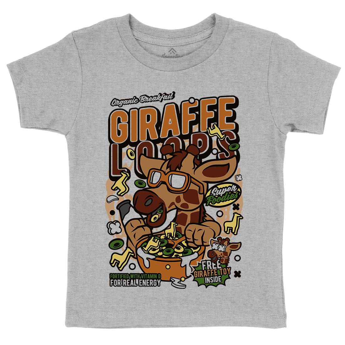 Giraffe Loops Kids Crew Neck T-Shirt Food C553