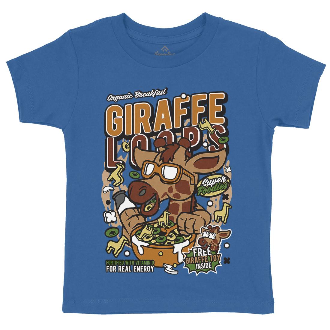 Giraffe Loops Kids Crew Neck T-Shirt Food C553