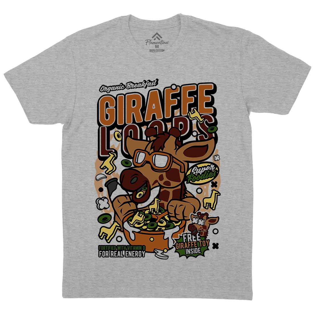 Giraffe Loops Mens Crew Neck T-Shirt Food C553