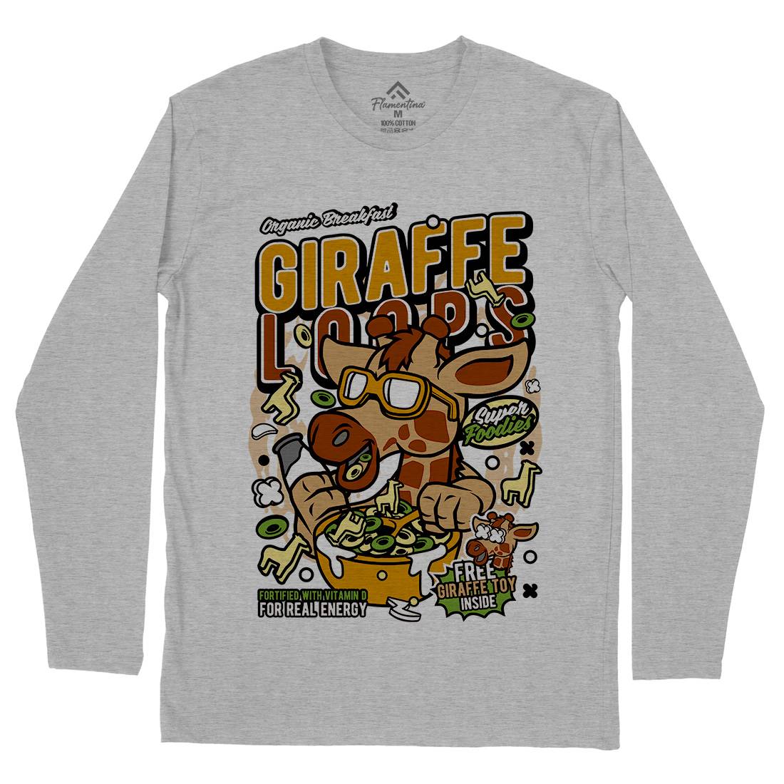 Giraffe Loops Mens Long Sleeve T-Shirt Food C553