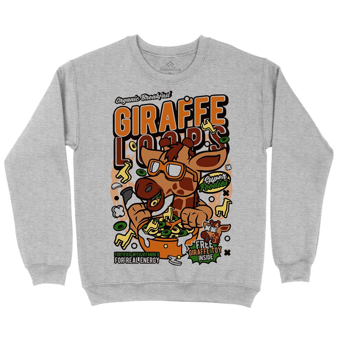 Giraffe Loops Mens Crew Neck Sweatshirt Food C553