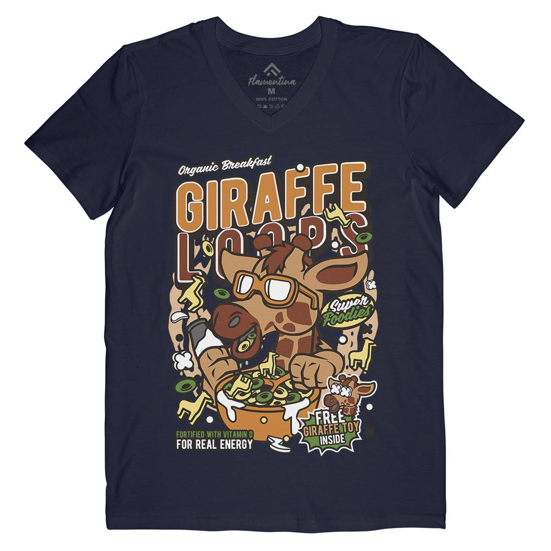 Giraffe Loops Mens V-Neck T-Shirt Food C553