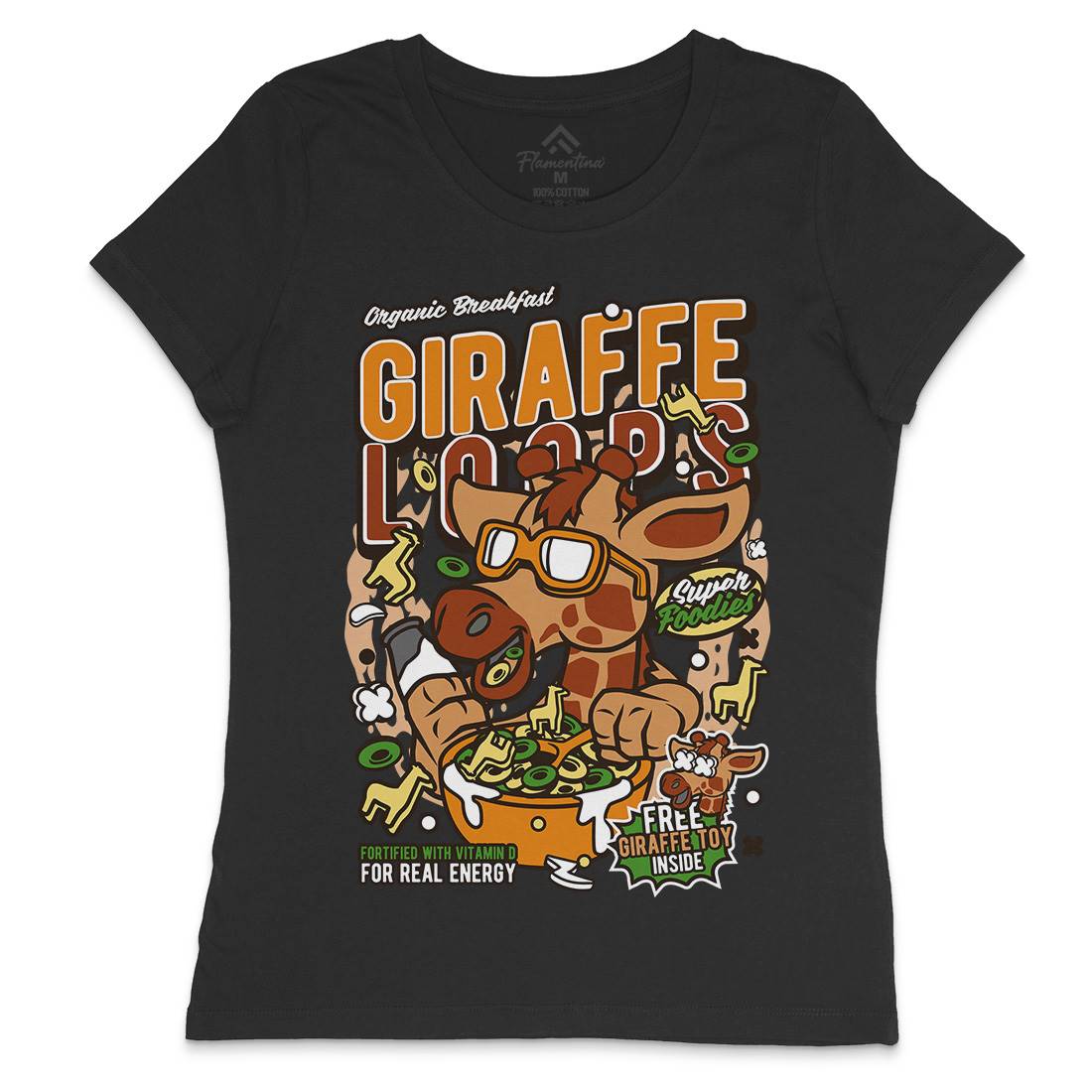 Giraffe Loops Womens Crew Neck T-Shirt Food C553