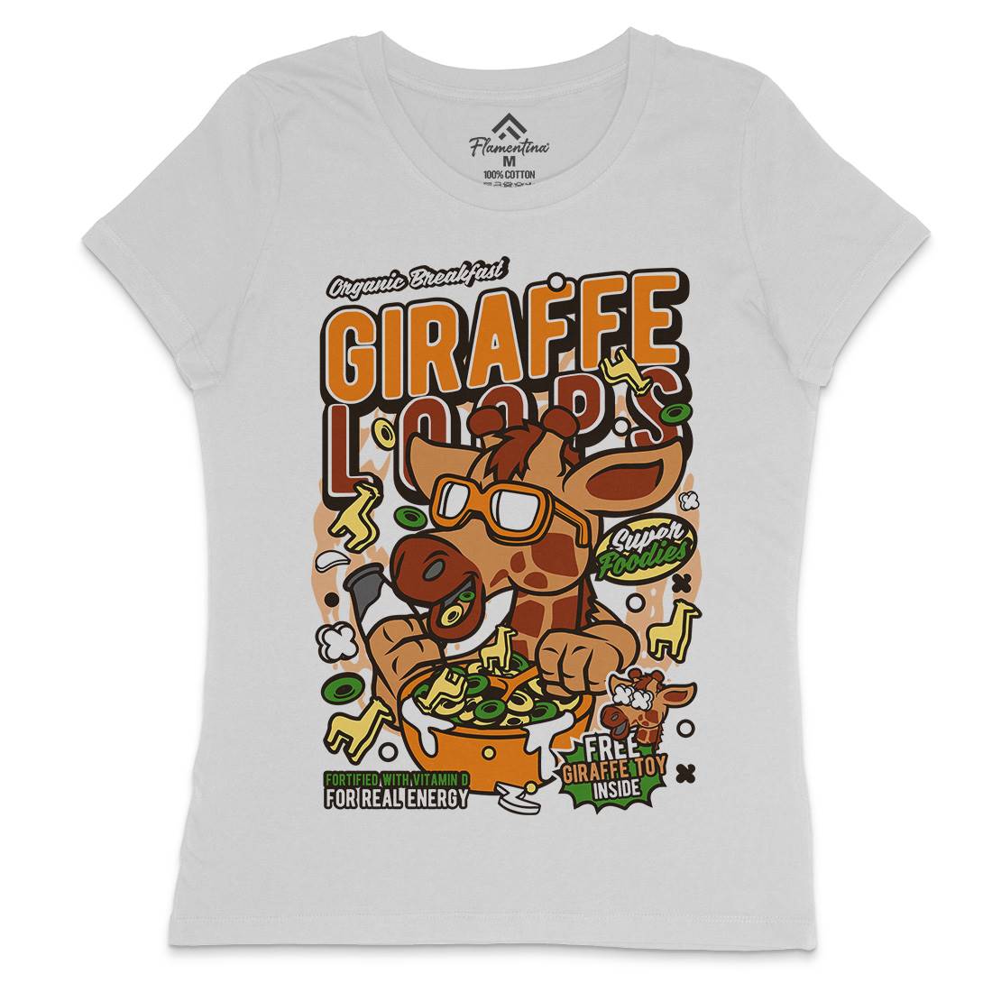 Giraffe Loops Womens Crew Neck T-Shirt Food C553