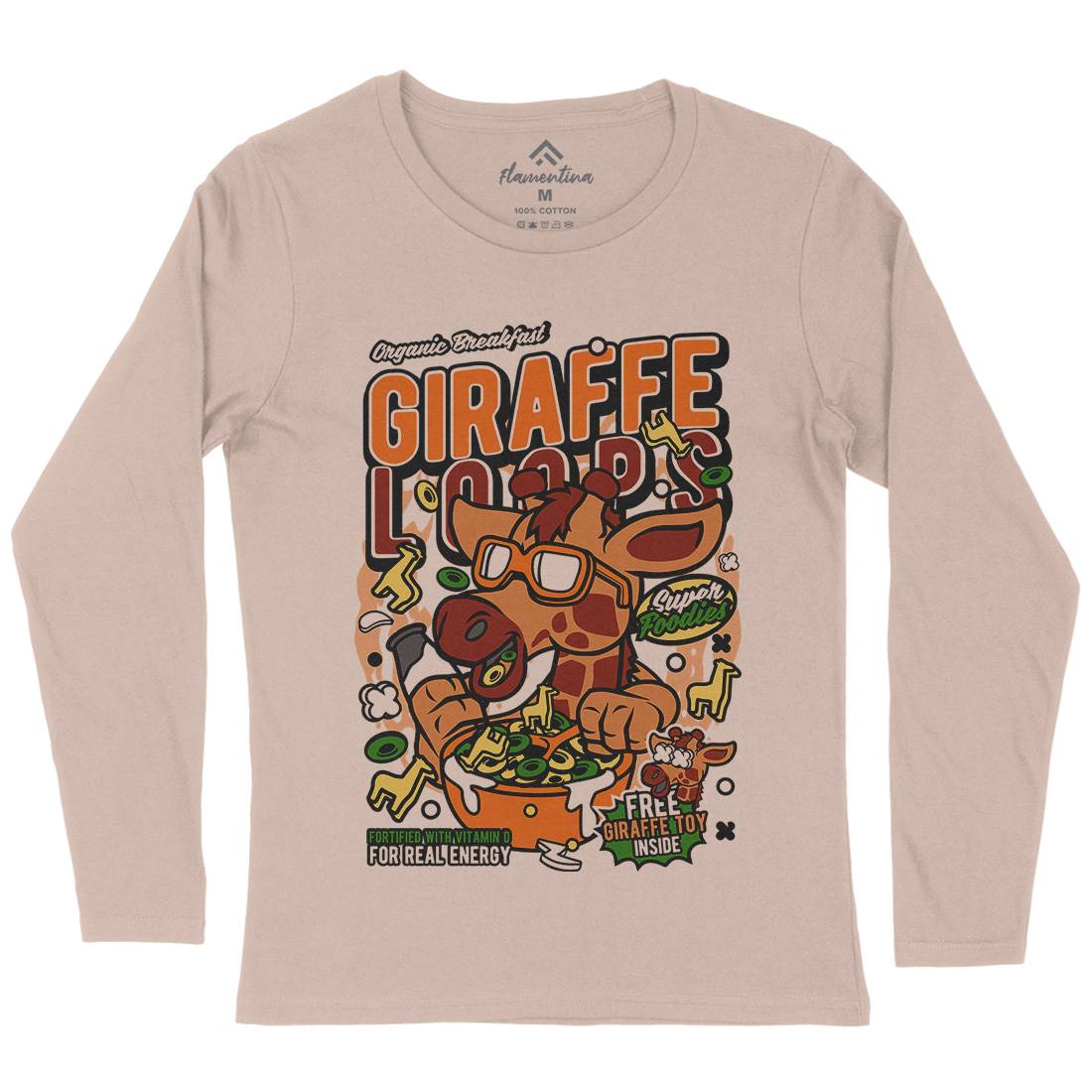 Giraffe Loops Womens Long Sleeve T-Shirt Food C553