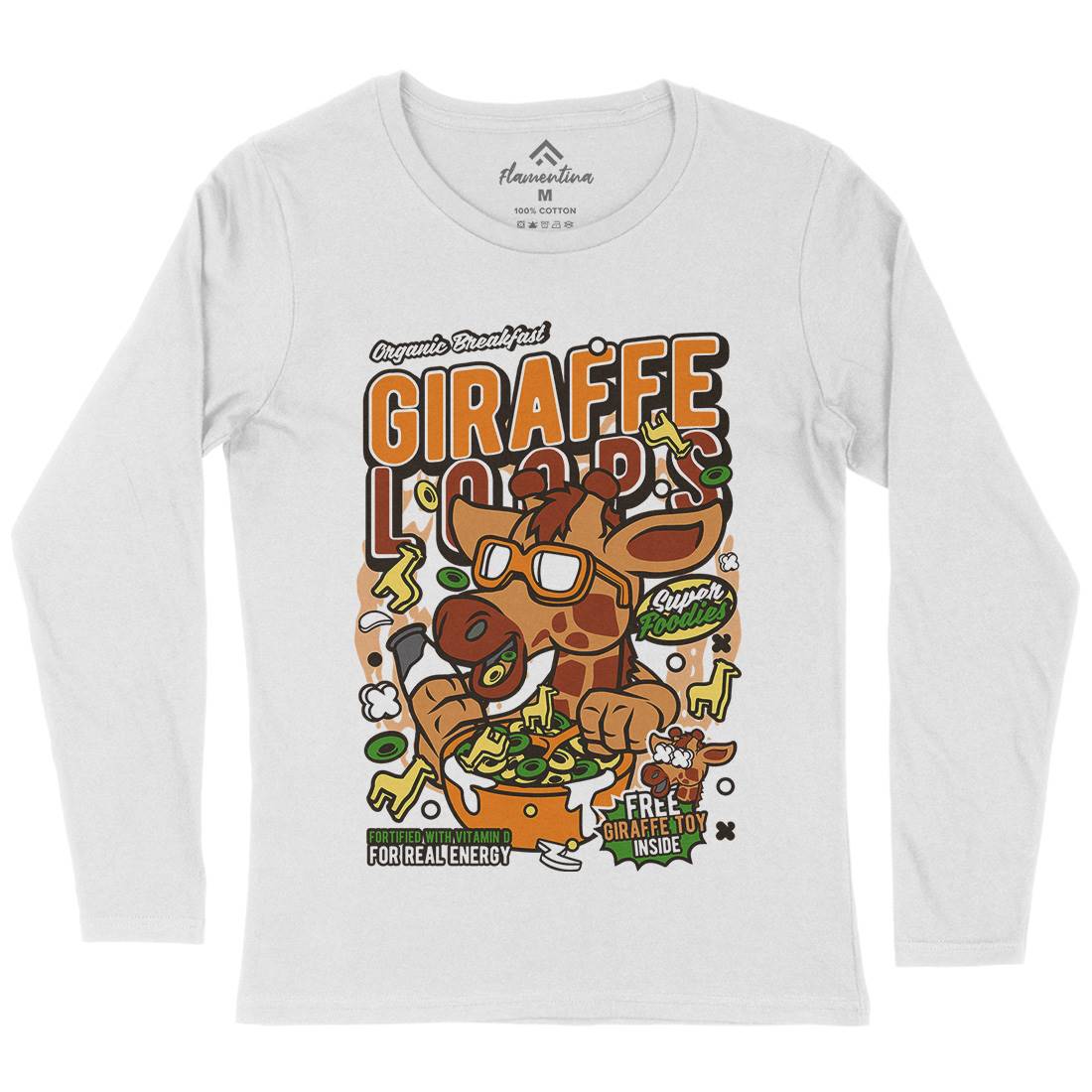 Giraffe Loops Womens Long Sleeve T-Shirt Food C553