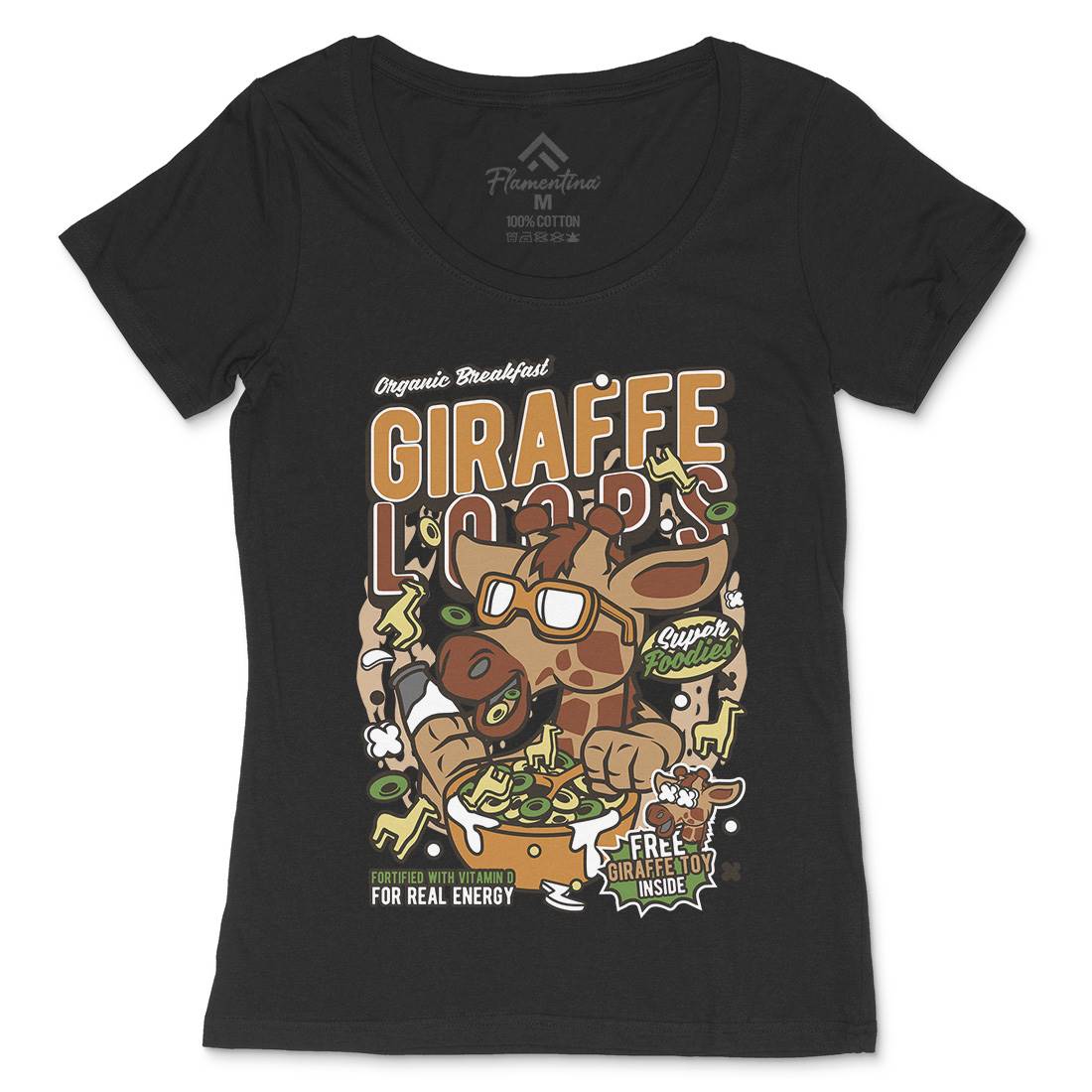 Giraffe Loops Womens Scoop Neck T-Shirt Food C553