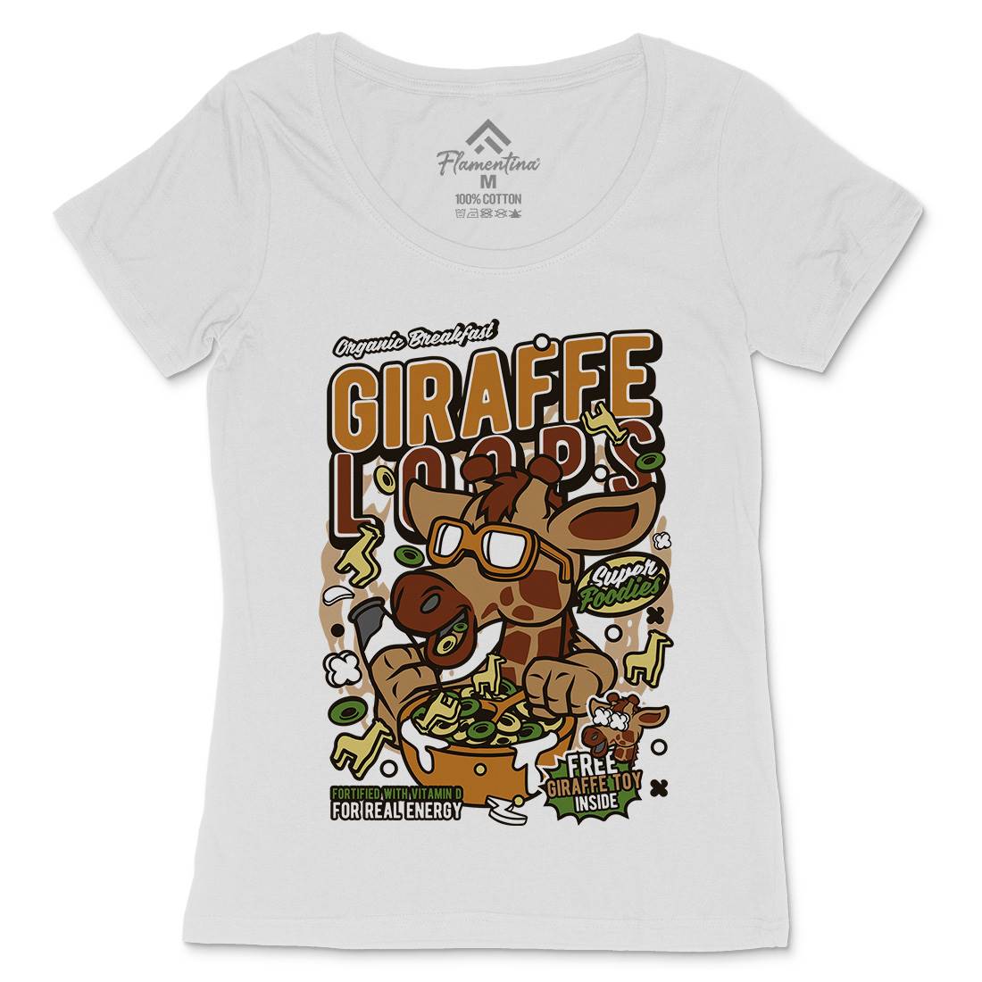 Giraffe Loops Womens Scoop Neck T-Shirt Food C553