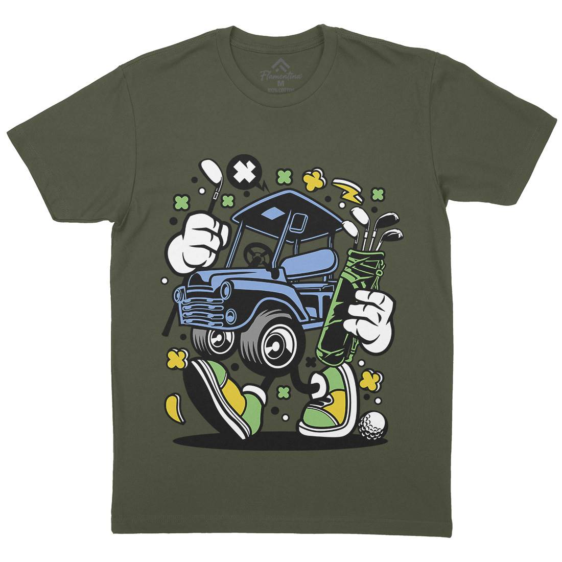 Golf Car Mens Crew Neck T-Shirt Sport C554