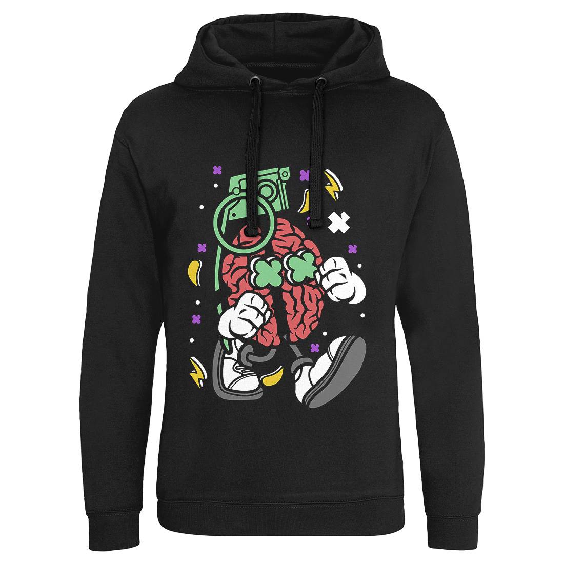 Grenade Brain Mens Hoodie Without Pocket Army C555