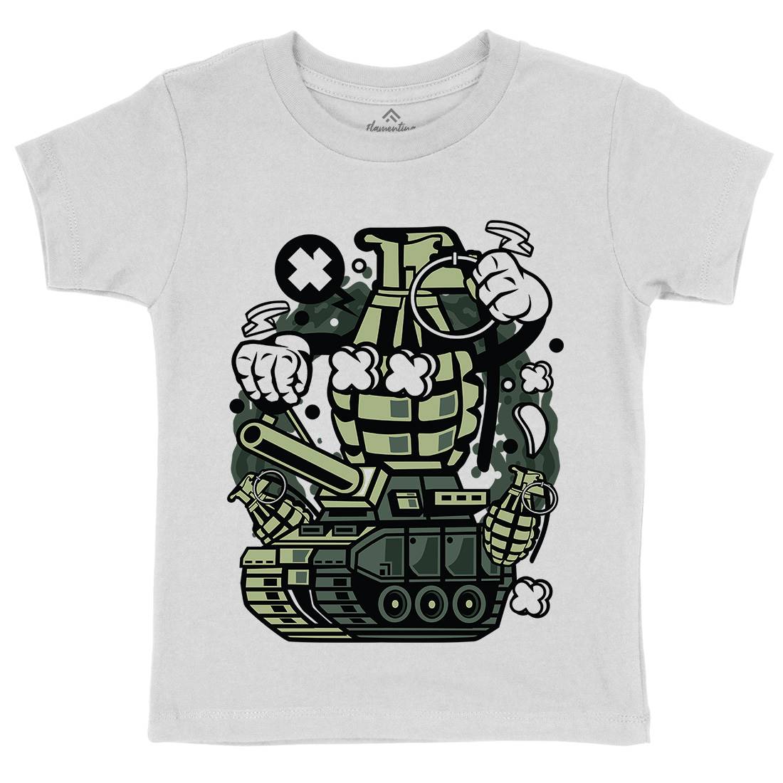 Grenade War Tank Kids Organic Crew Neck T-Shirt Army C556