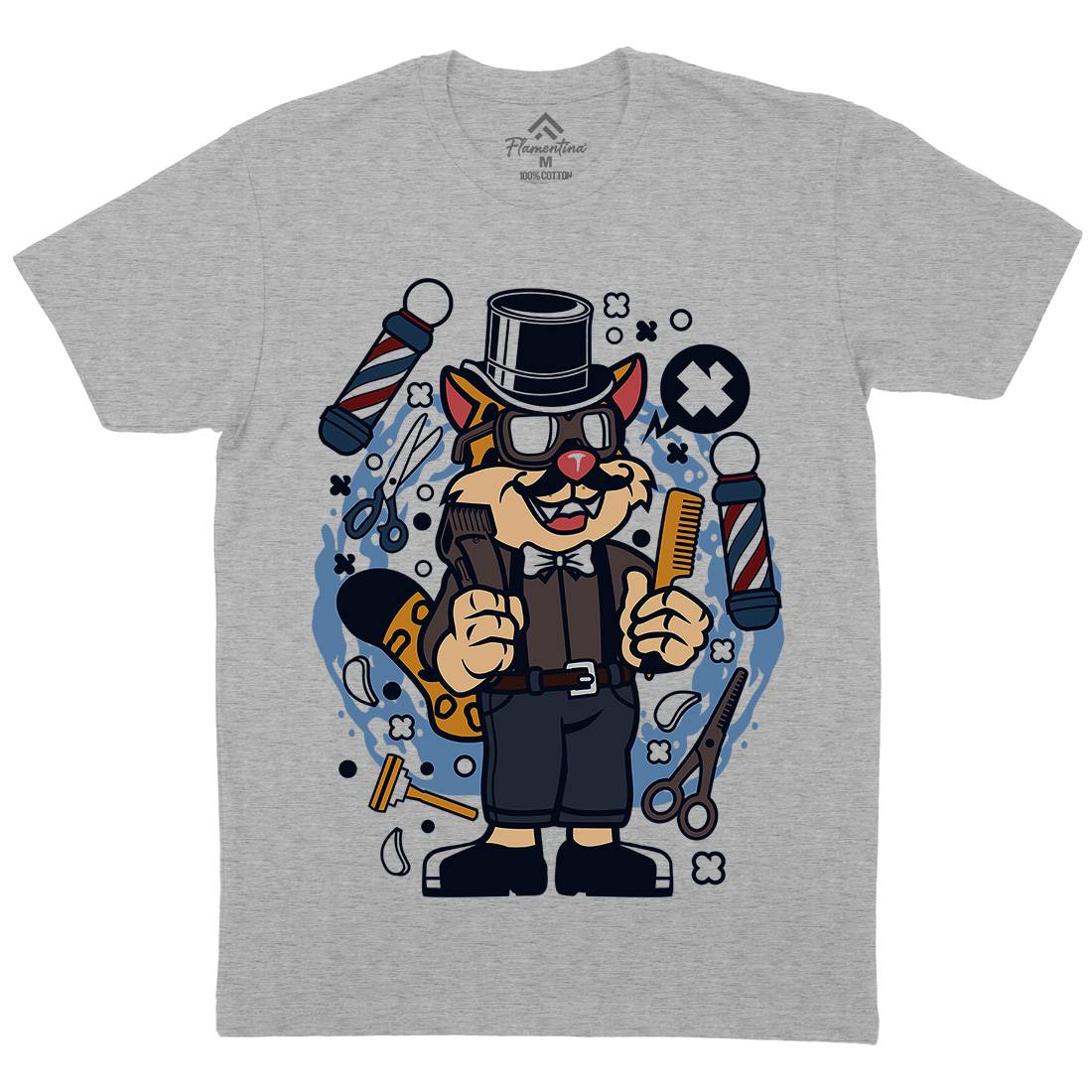Hipster Leopard Mens Crew Neck T-Shirt Barber C557