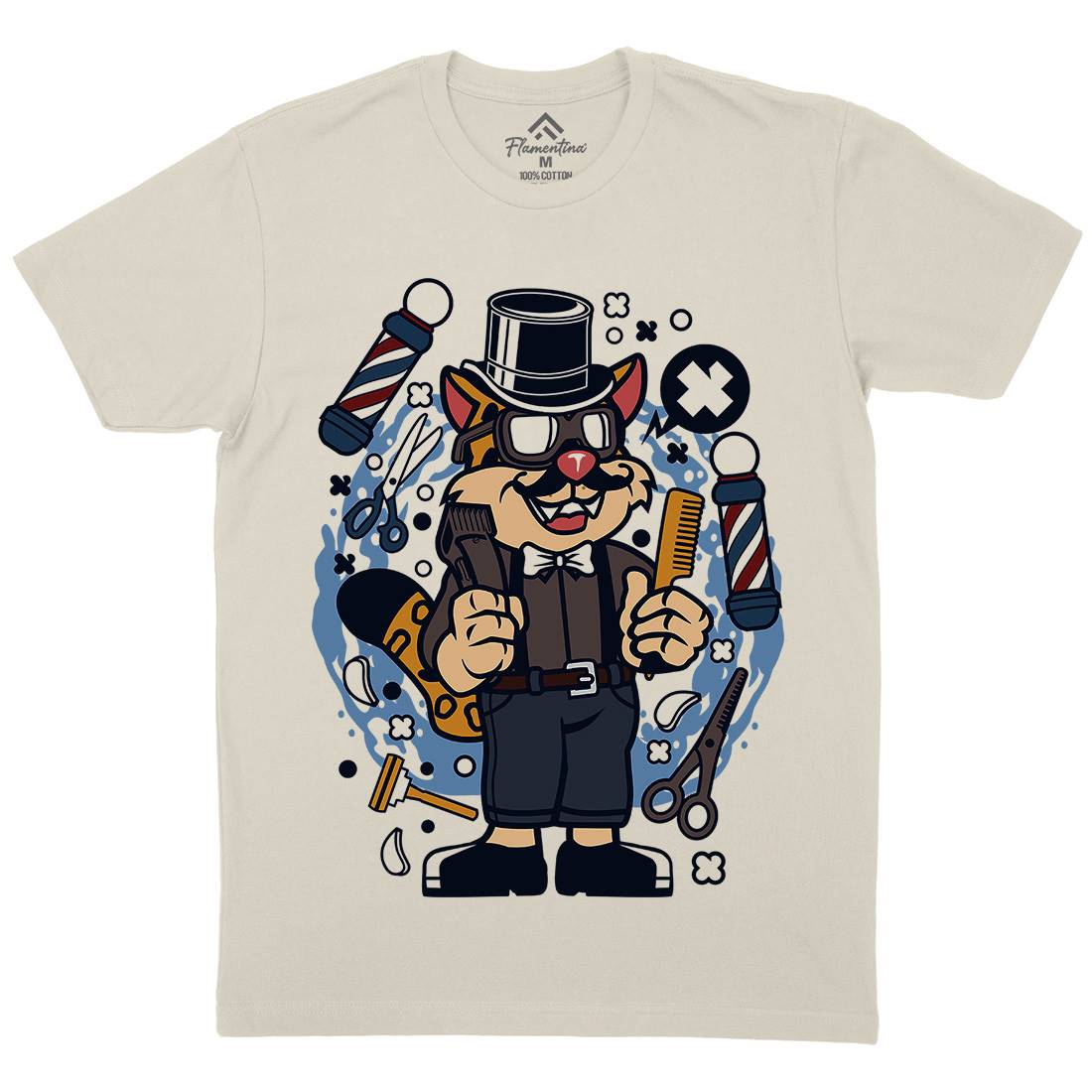 Hipster Leopard Mens Organic Crew Neck T-Shirt Barber C557