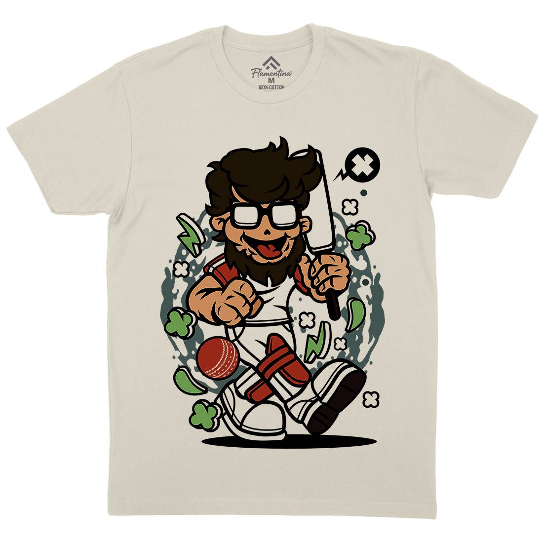 Hipster Cricket Mens Organic Crew Neck T-Shirt Sport C558
