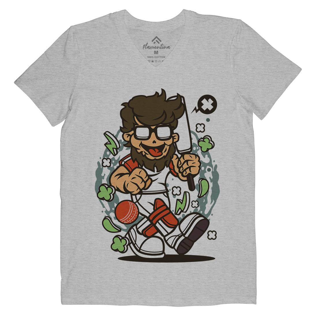 Hipster Cricket Mens Organic V-Neck T-Shirt Sport C558