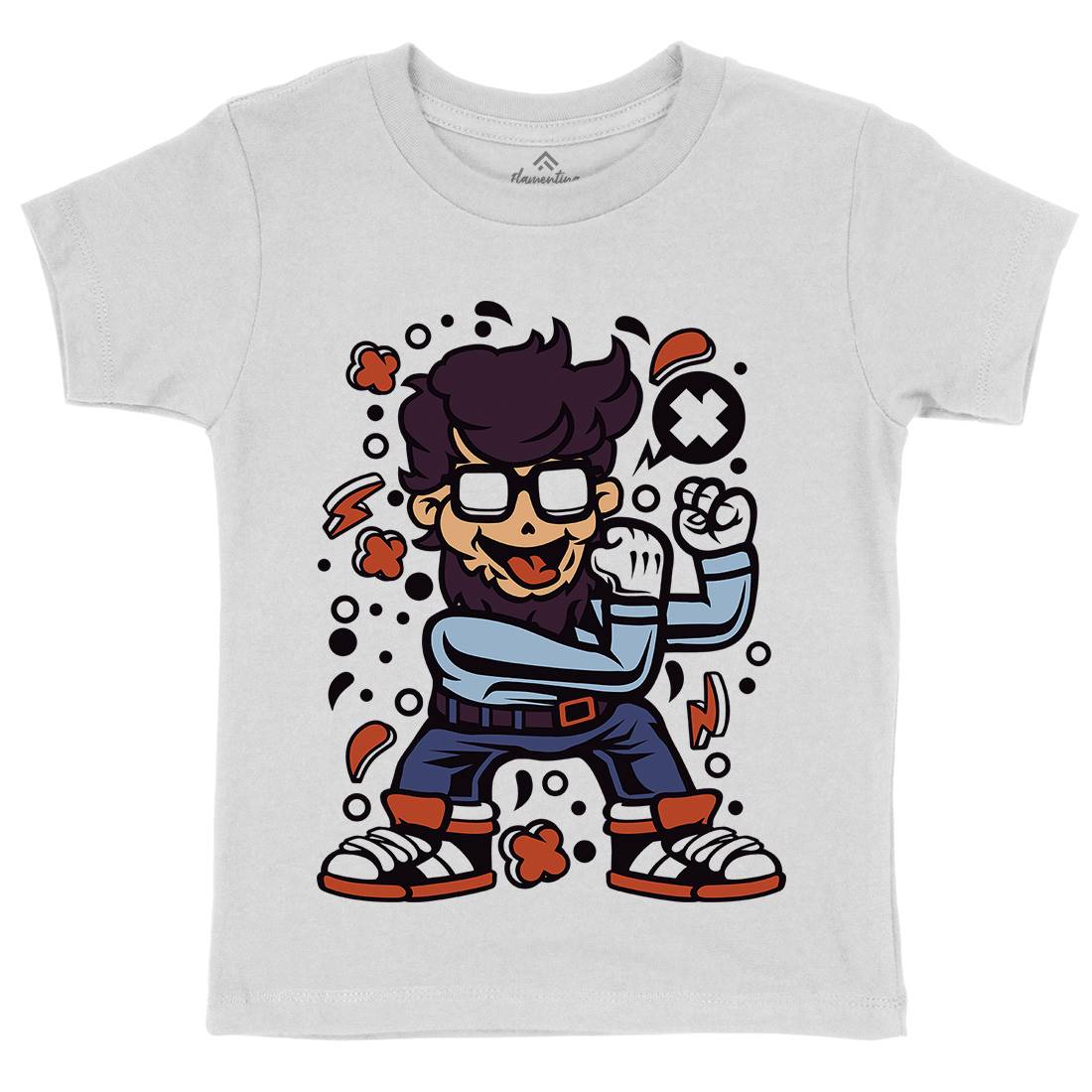 Hipster Fighter Kids Organic Crew Neck T-Shirt Sport C560